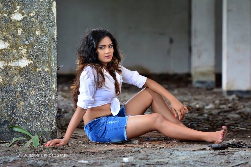 Samalka Madushani Hot Denim Shorts