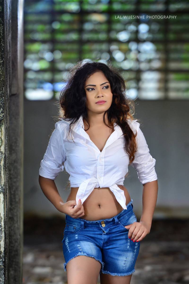 Samalka Madushani Hot Denim Shorts