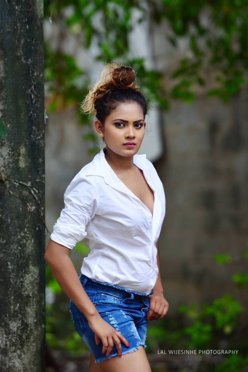 Samalka Madushani Hot Denim Shorts