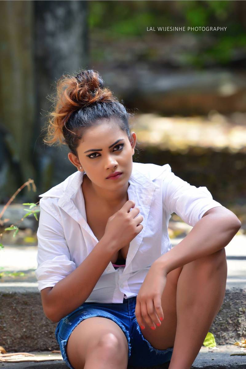 Samalka Madushani Hot Denim Shorts