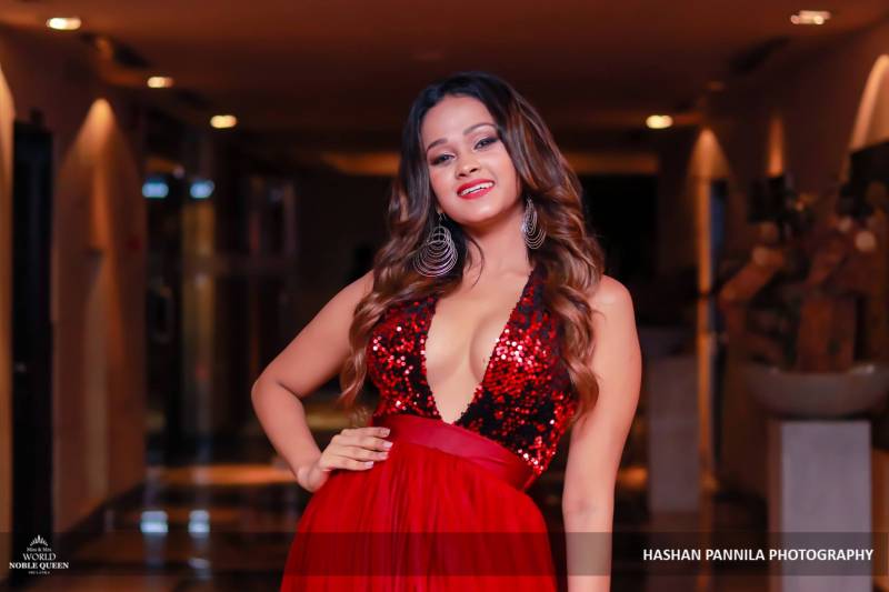 Anjali Vinodya Flashes In Red Dress