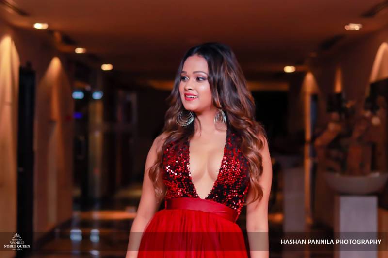 Anjali Vinodya Flashes In Red Dress