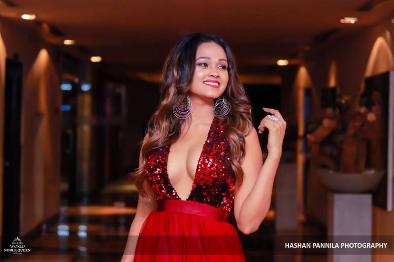 Anjali Vinodya Flashes In Red Dress