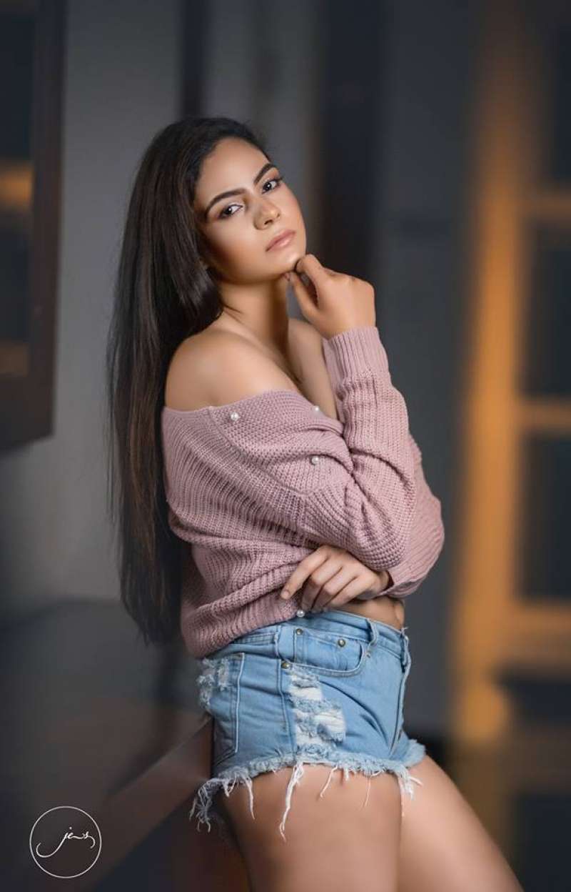 Chalani Shehani In Denim Shorts