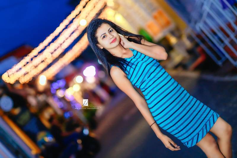 Dushani Madushika In Blue Dress