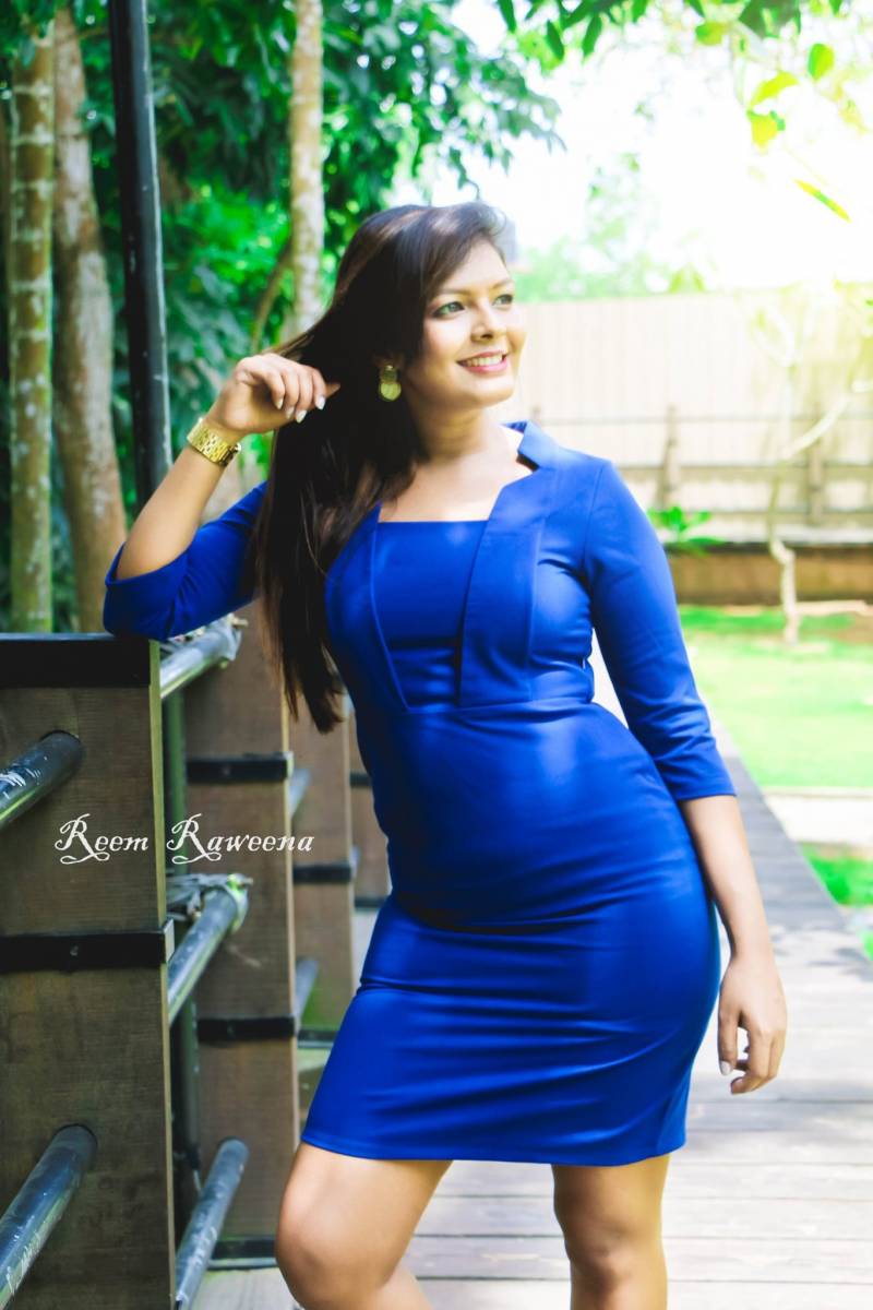 Reem Raweena In Blue Dress