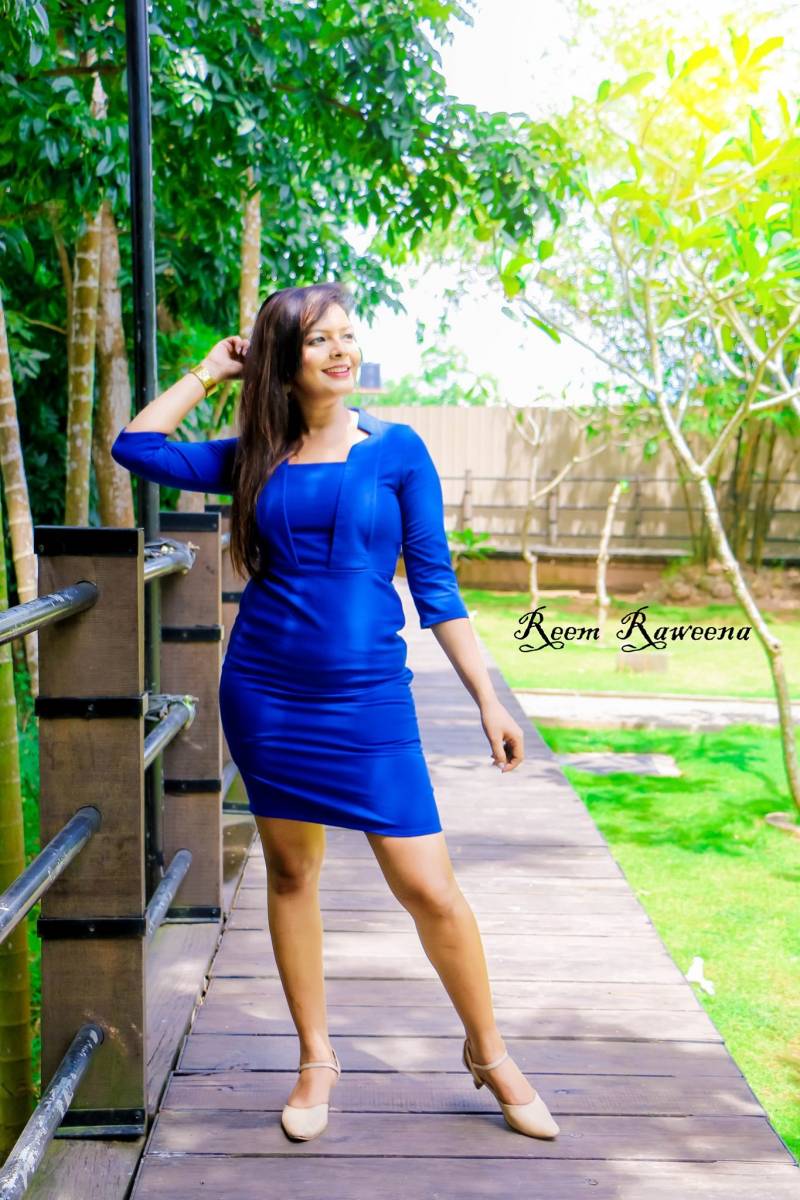 Reem Raweena In Blue Dress