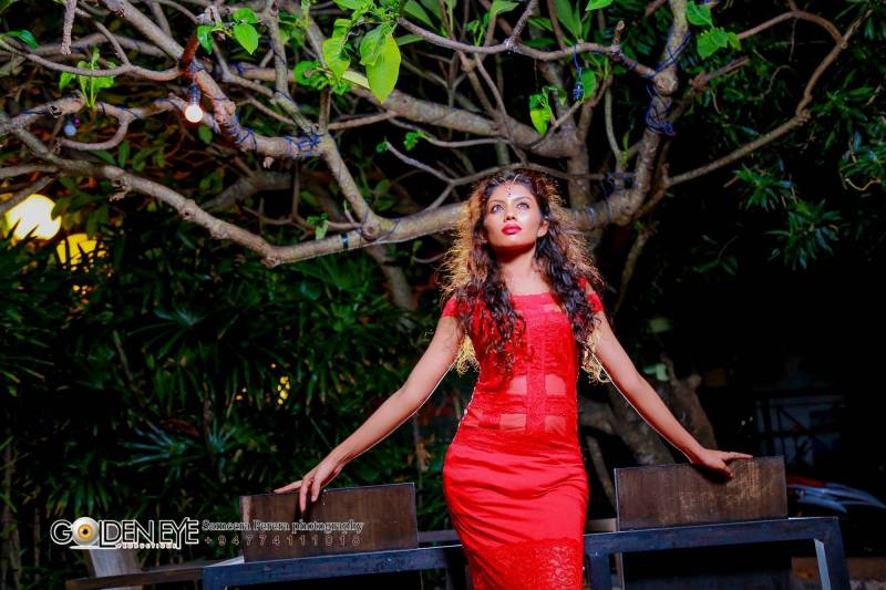 Kushi Sharanya Hot In Long Red Dress