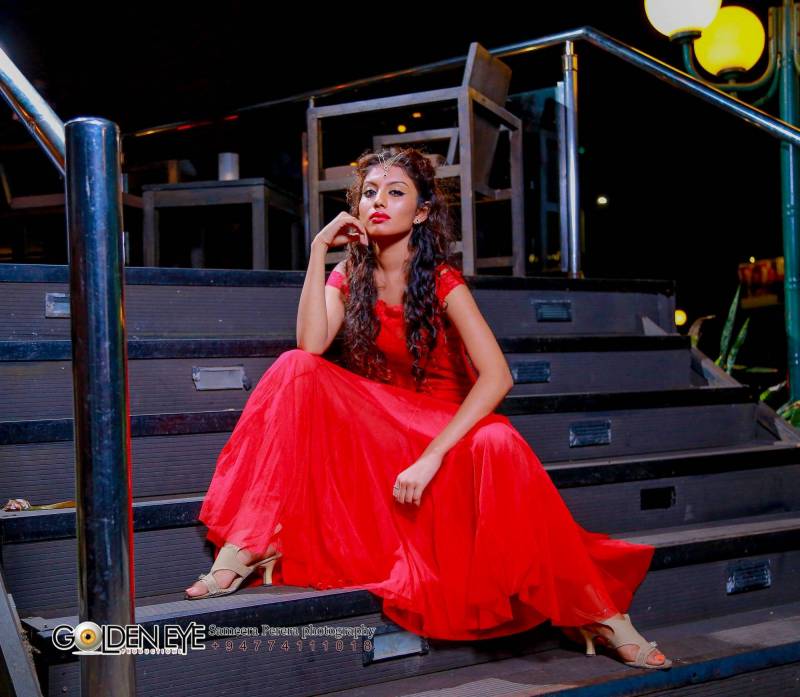 Kushi Sharanya Hot In Long Red Dress