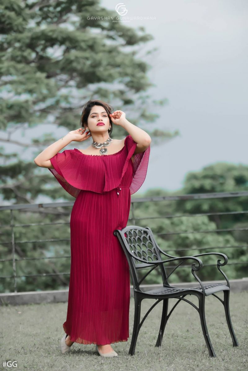 Ayesha Madushani Red Long Dress