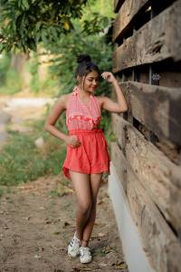 Nikitha Anjaleena Red Dress