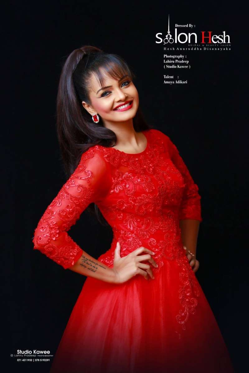 Amaya Adikari Hot Red Dress