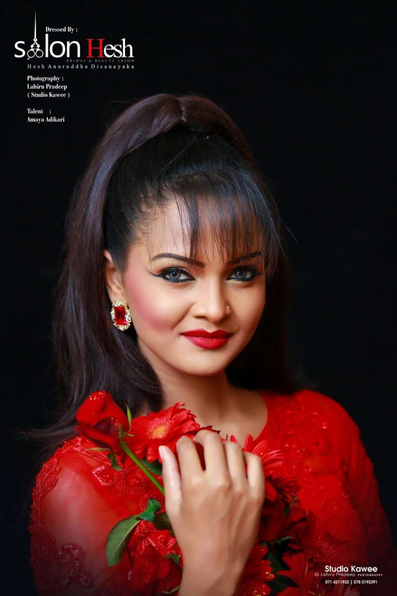 Amaya Adikari Hot Red Dress