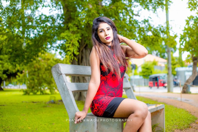 Madhuri Sewwandi In Red Dress