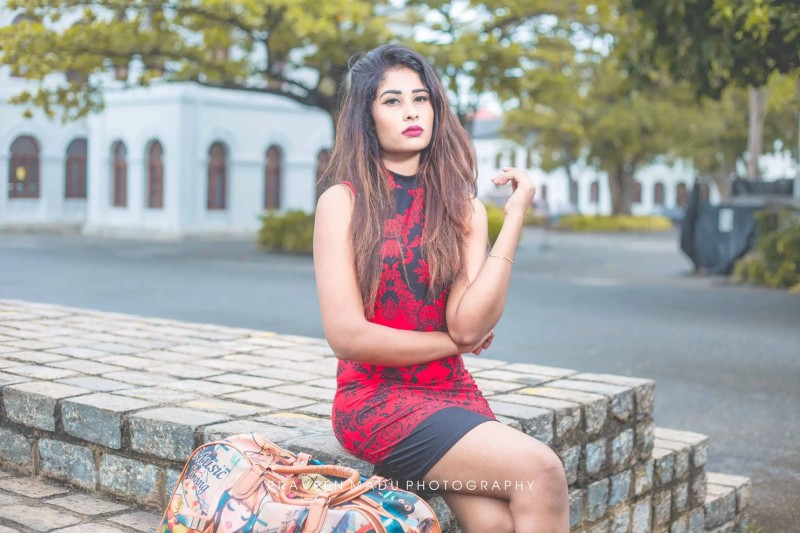 Madhuri Sewwandi In Red Dress